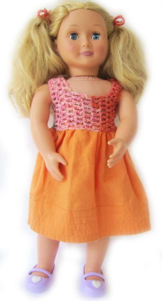 KSS Crocheted Orange Dress for 18" Doll KSS-DR-067-EBK