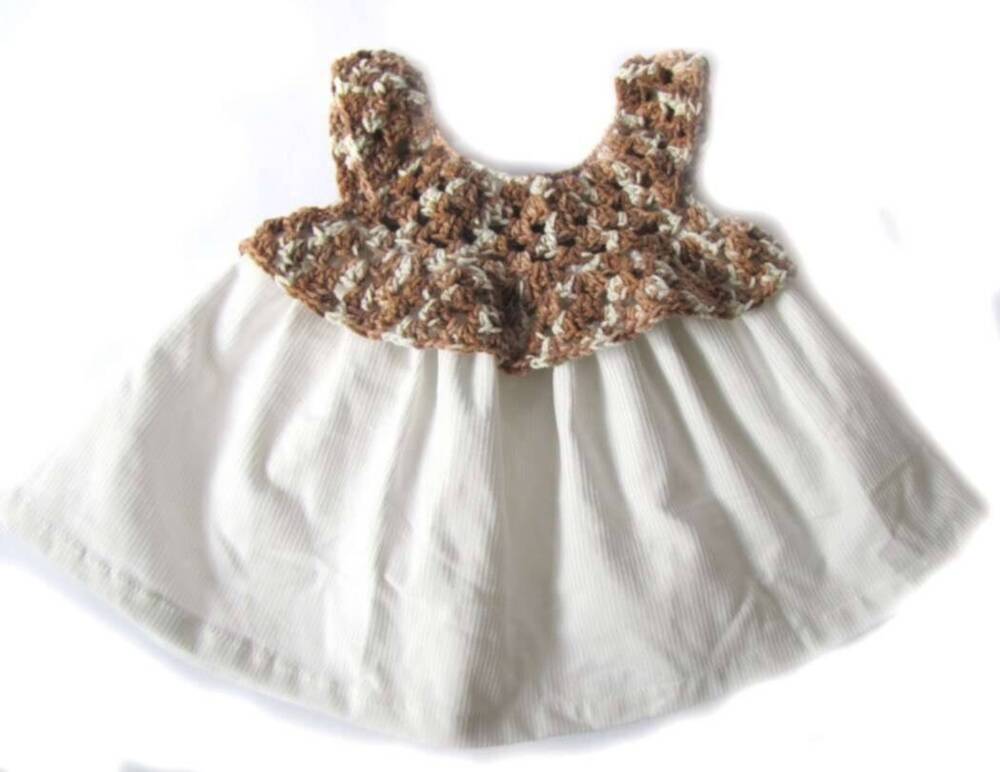 KSS Brown/White Crocheted/Woven Cotton Dress 12 Months DR-077 KSS-DR-077-EB