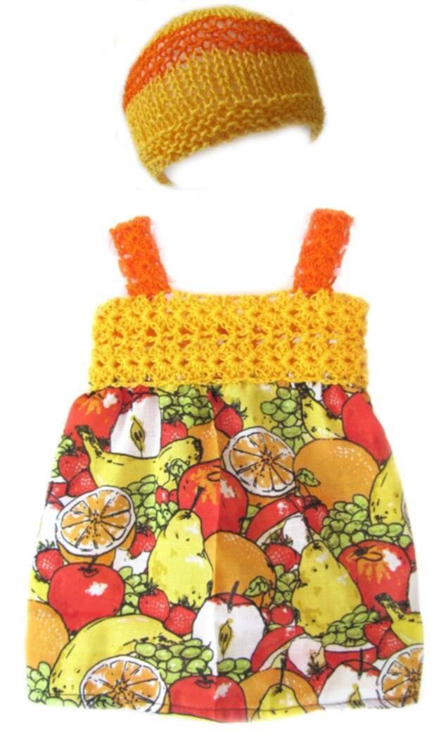 KSS Cotton Dress Yellow/Orange Fruit 6-9 Months KSS-DR-090-EB