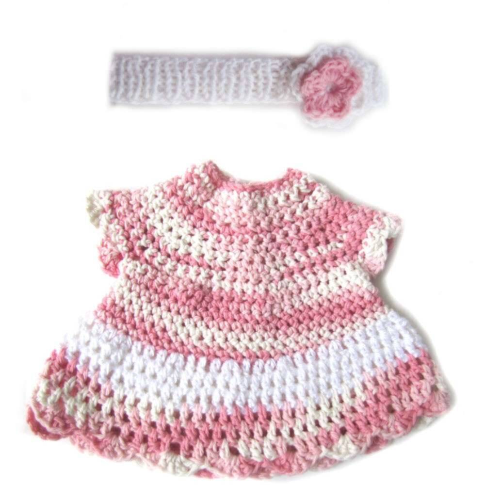 KSS Pink an White Crocheted Dress & Headband 3 Months - Click Image to Close