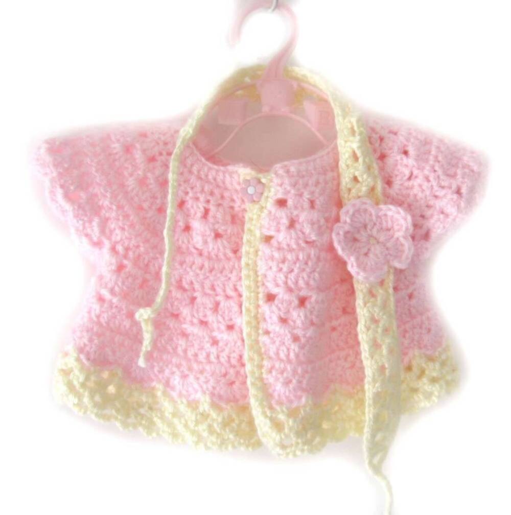 KSS Baby Crocheted Pink/Ivory Dress & Headband 3 Months DR-103 KSS-DR-103-EBK