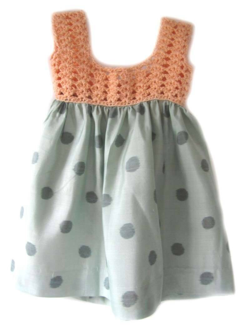 KSS Green with Tangerine Crocheted Top Dress (4 Years) - Click Image to Close