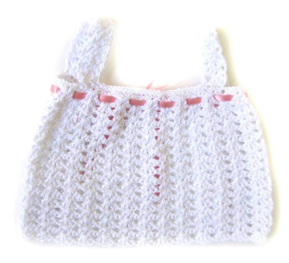 KSS White Crocheted Cotton Dress Apron 3 Months DR-118 KSS-DR-118-EB