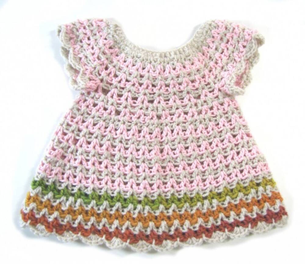 KSS Baby Crocheted Pink/Grey Dress Newborn DR-149 KSS-DR-149-ET