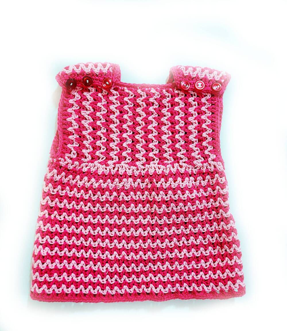 KSS Bright Red/Pink Crocheted Cotton Circle Baby Dress 12 Months DR-179 KSS-DR-179-HA-782-EBK