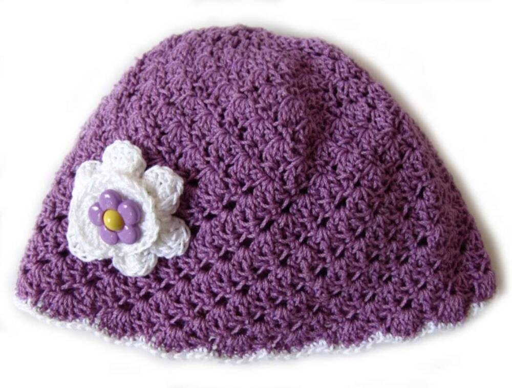 KSS Purple Handmade Cotton Cap Size 17" (2-3 years) HA-044 KSS-HA-044-EB