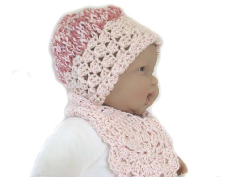 KSS Light Pink Knitted Hat and Scarf Set 16-17" (1-2 Years) KSS-HA-114-EB