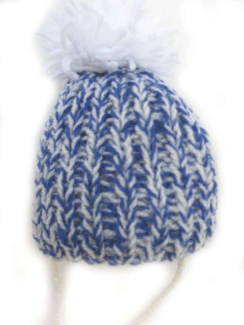 KSS Blue/White Hat with a Pom Pom (NB - 12 Months) KSS-HA-131-39-BO-044-ET