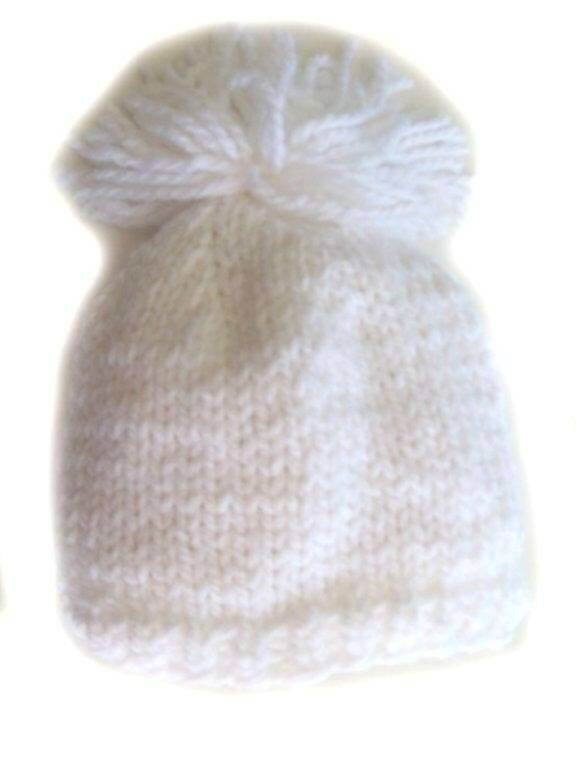 KSS White Hat with a Loose Pom Pom 16" - 18" (2 - 3 Years) - Click Image to Close