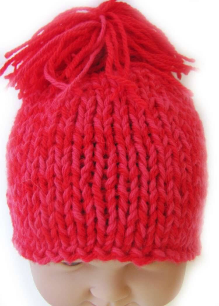KSS Red Beanie with a Loose Tassel 15 - 17" (1 - 2 Years) KSS-HA-155-EB