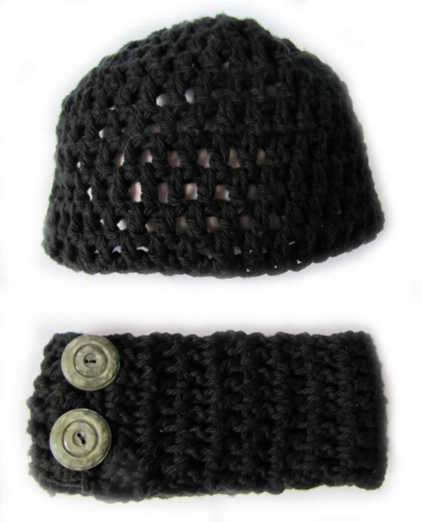 KSS Black Hat and Scarf Set 15 - 16" (12 - 24 Months) KSS-HA-189