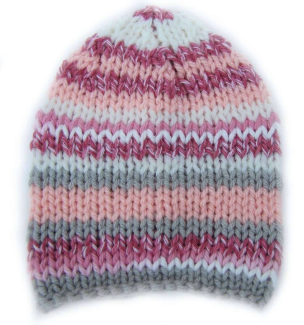 KSS Pink/Grey Striped Hat 11 - 13" (0 - 3 Months) KSS-HA-215