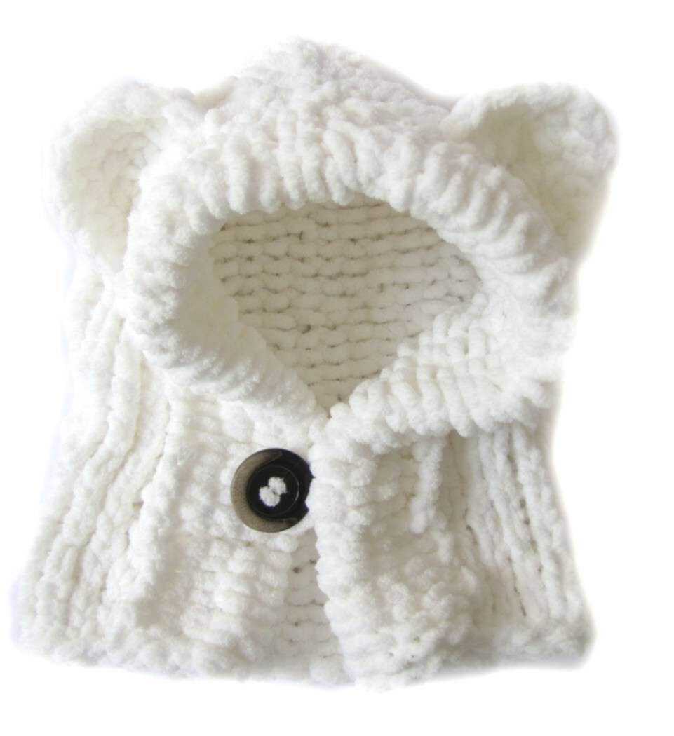 KSS White Animal Ear Hoodie Hat/Scarf in One Toddler and up KSS-HA-267-AZ