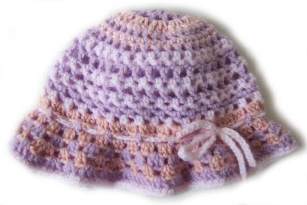 KSS Pink & Purple Crocheted Cotton Sunhat 14-19" (0-4 Years) KSS-HA-348