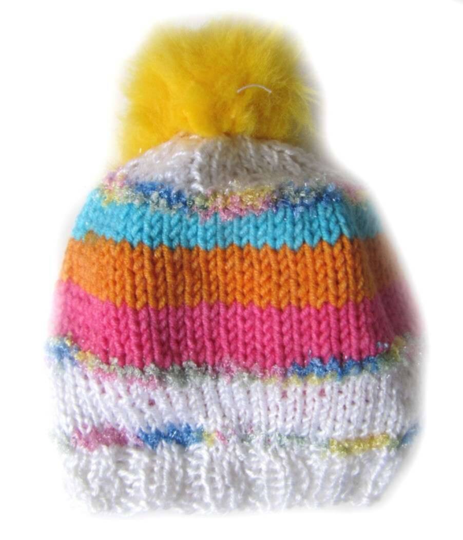 KSS Knitted Hat with Furry Pom Pom 14 - 16" (6 -18 Months) - Click Image to Close