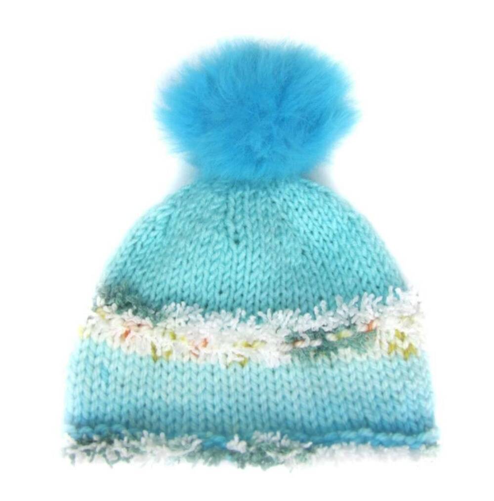 KSS Knitted Hat with Furry Pom Pom 15-17" (6 -24 Months) - Click Image to Close