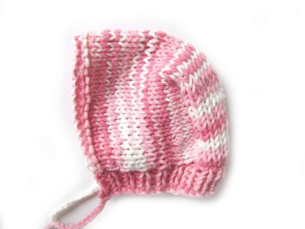 KSS Pink/White Cotton Bonnet Type Hat 11" 3 Months KSS-HA-418
