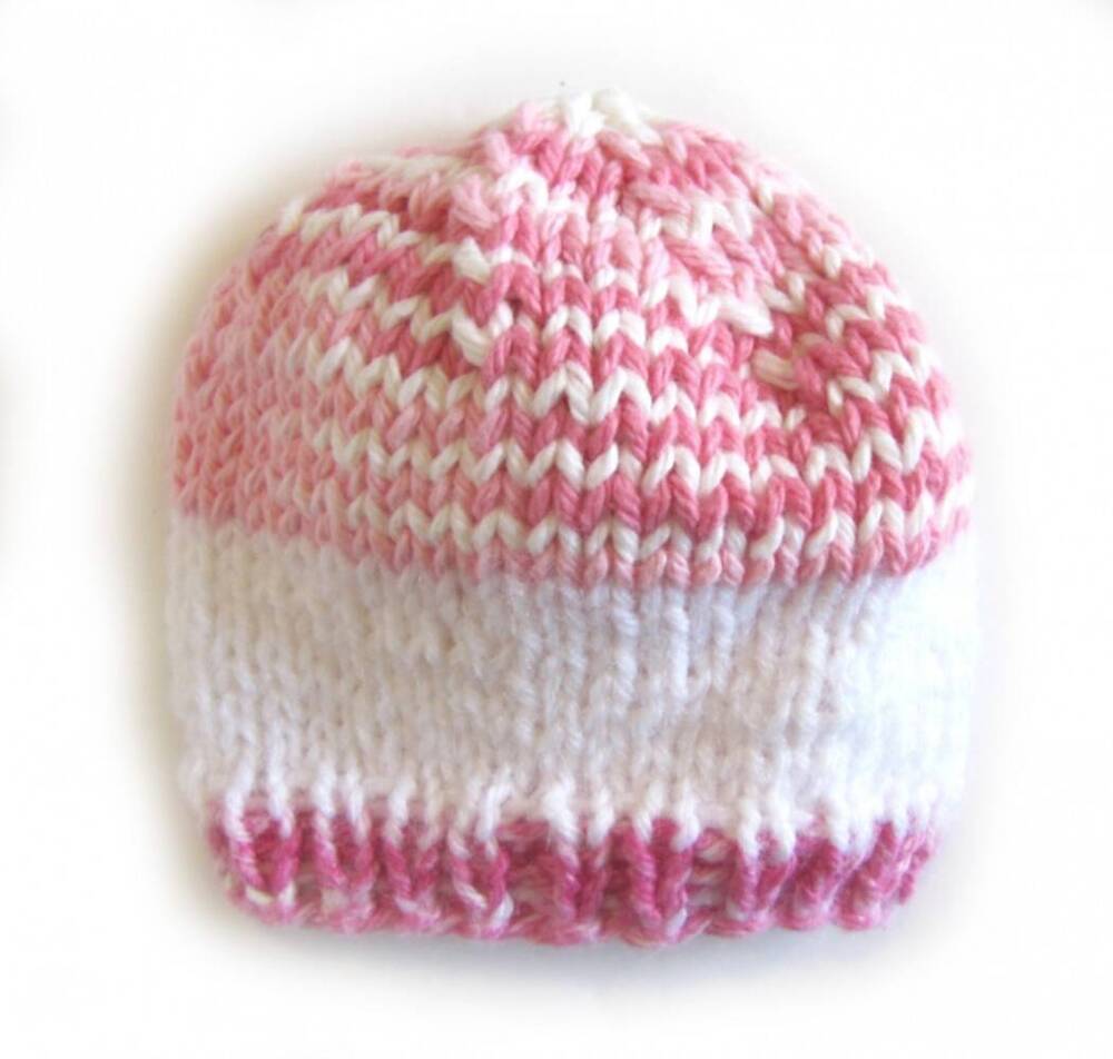 KSS Pink/White Knit Beanie 10" (Newborn) KSS-HA-444