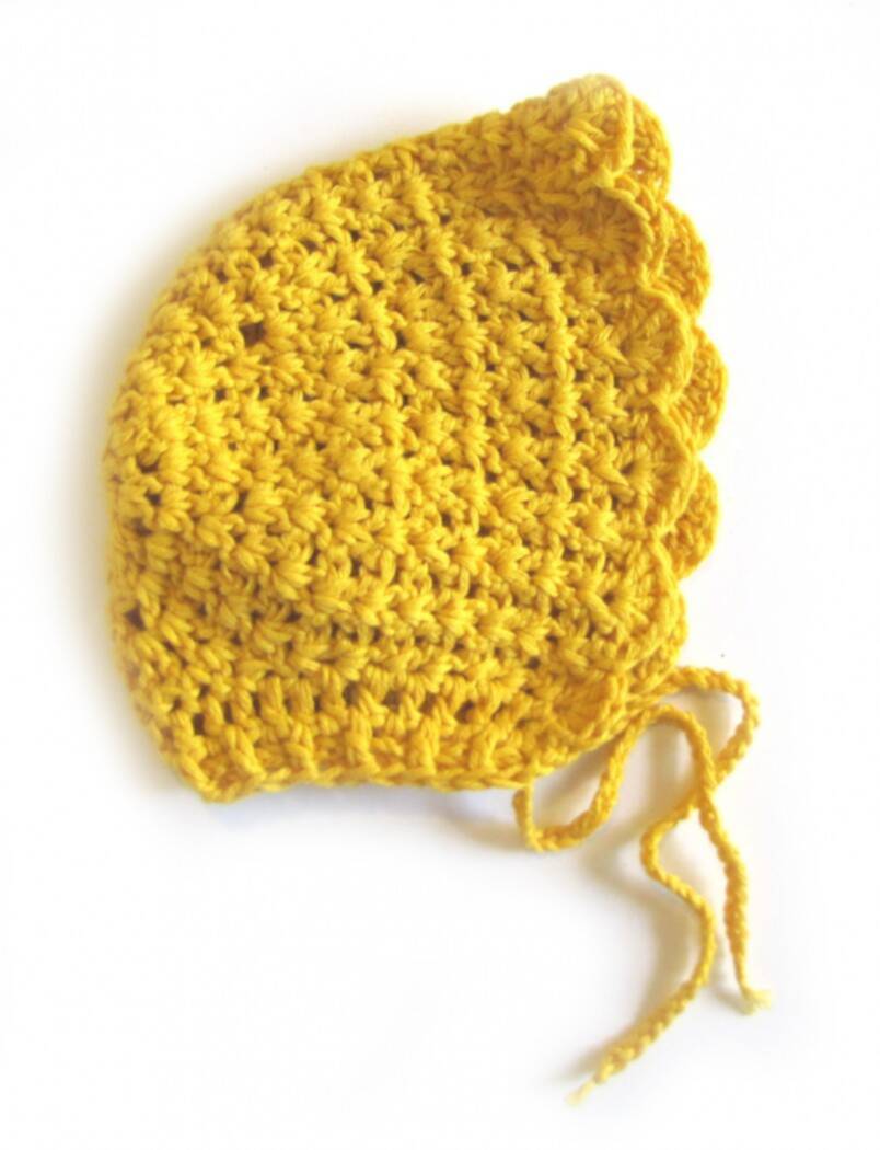 KSS Dark Yellow Cotton Bonnet Type Baby Hat 13 - 15" (Newborn) KSS-HA-447