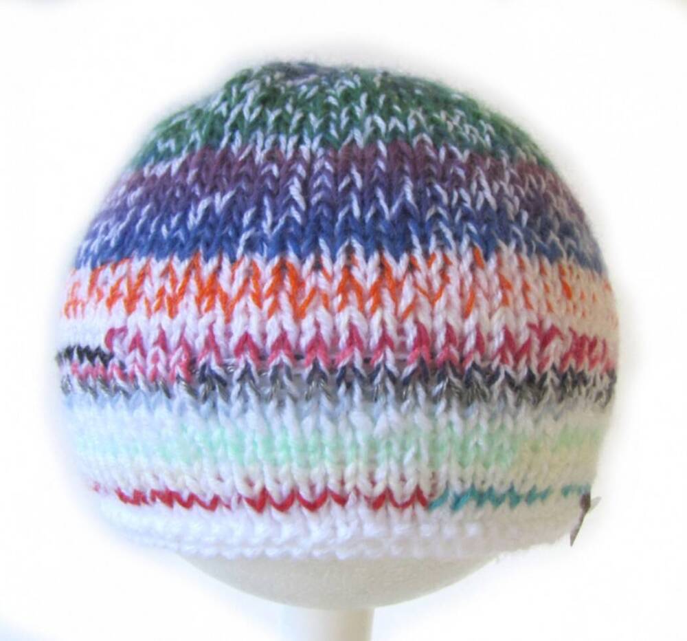 KSS Striped Blue Mix Beanie 17 - 19" (2-5 years) - Click Image to Close