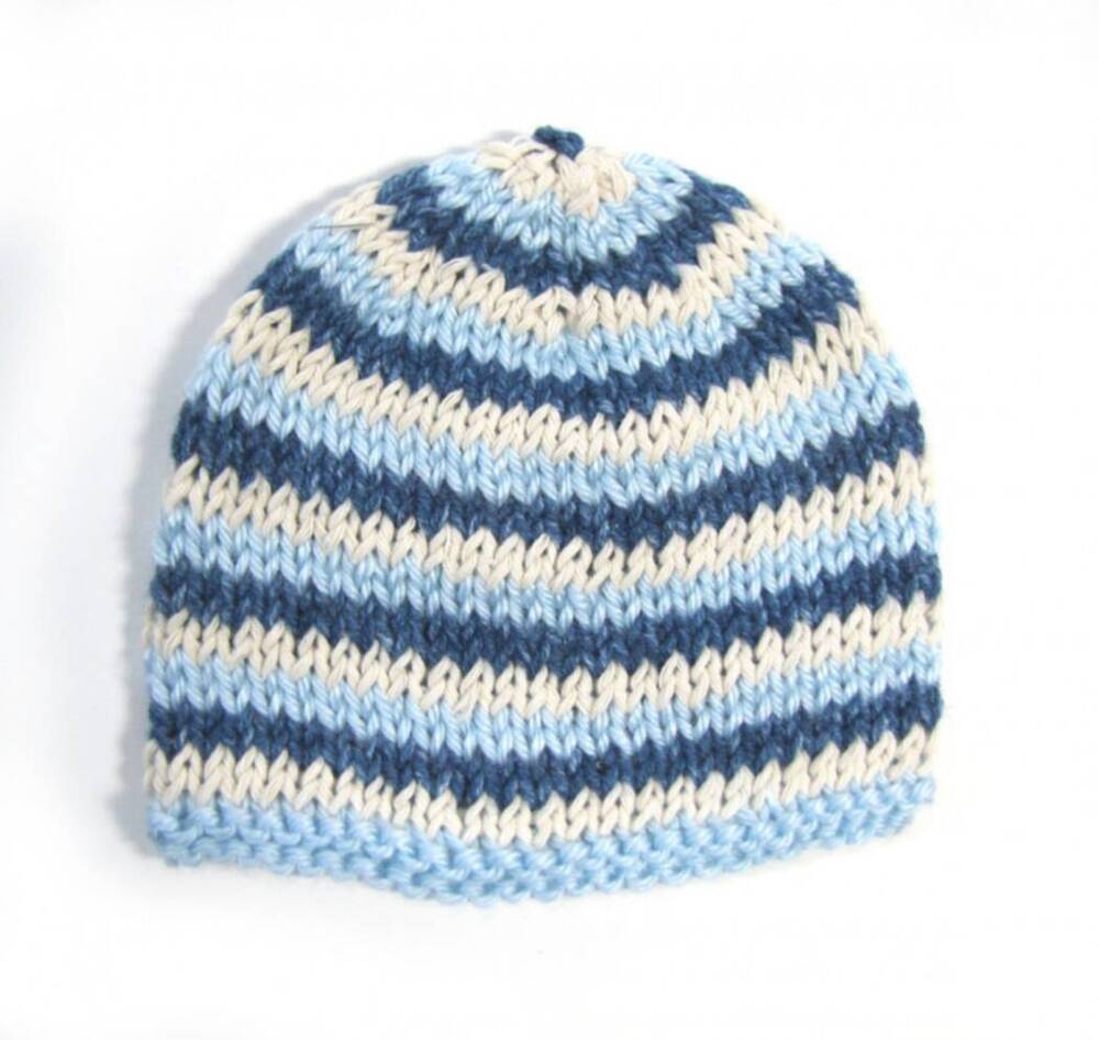 KSS Blue Striped Beanie Hat 12" (0-3 Months) KSS-HA-554