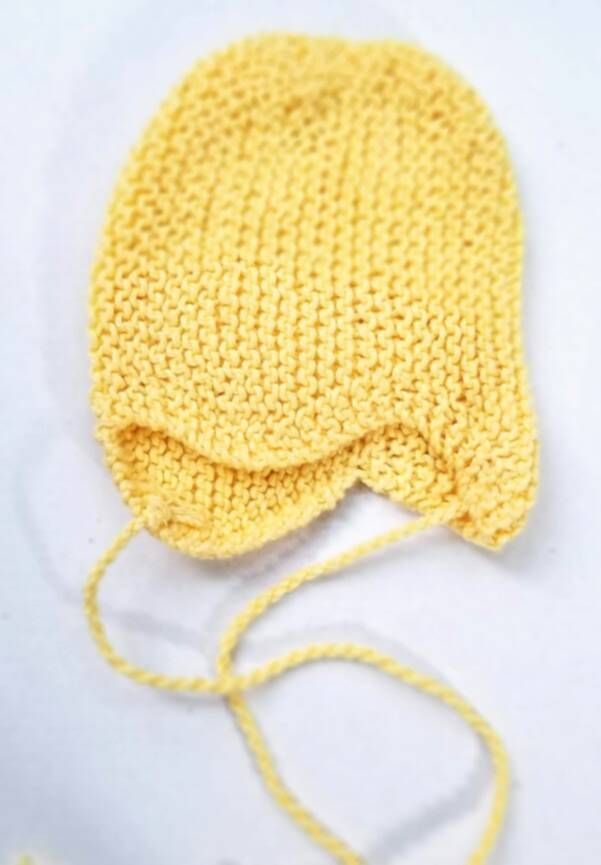 KSS Yellow Knitted Classic Cotton Cap (0 - 3 Months) HA-732 KSS-HA-732-EB