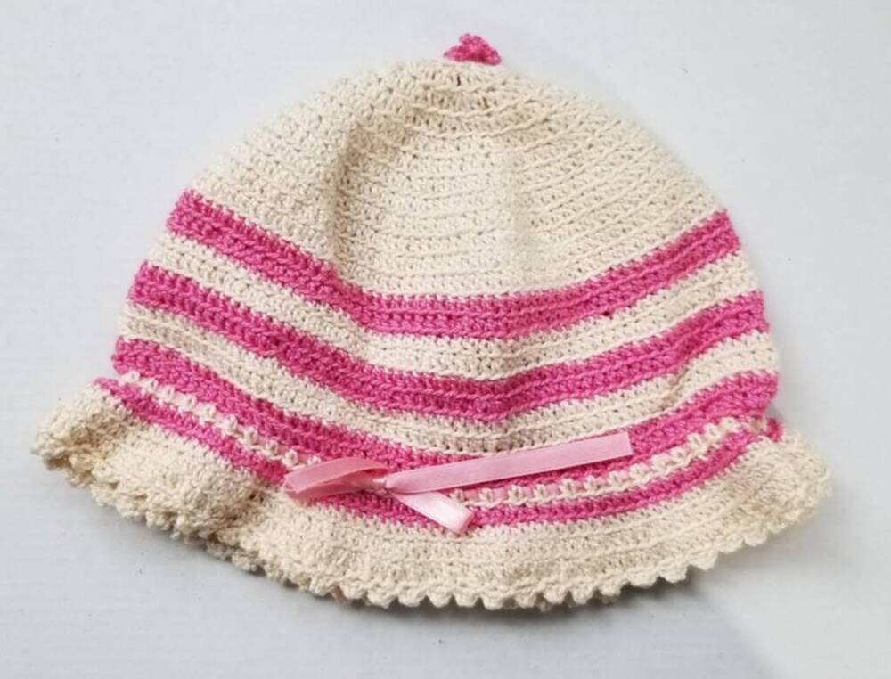 KSS Beige/Pink Crocheted Cotton Sunhat 15-16" (3-12 Months) KSS-HA-745