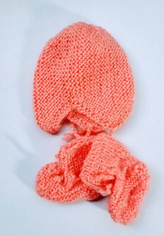 KSS Tangerine Colored Baby Cap and Booties 12" (2-5 Months) SALE