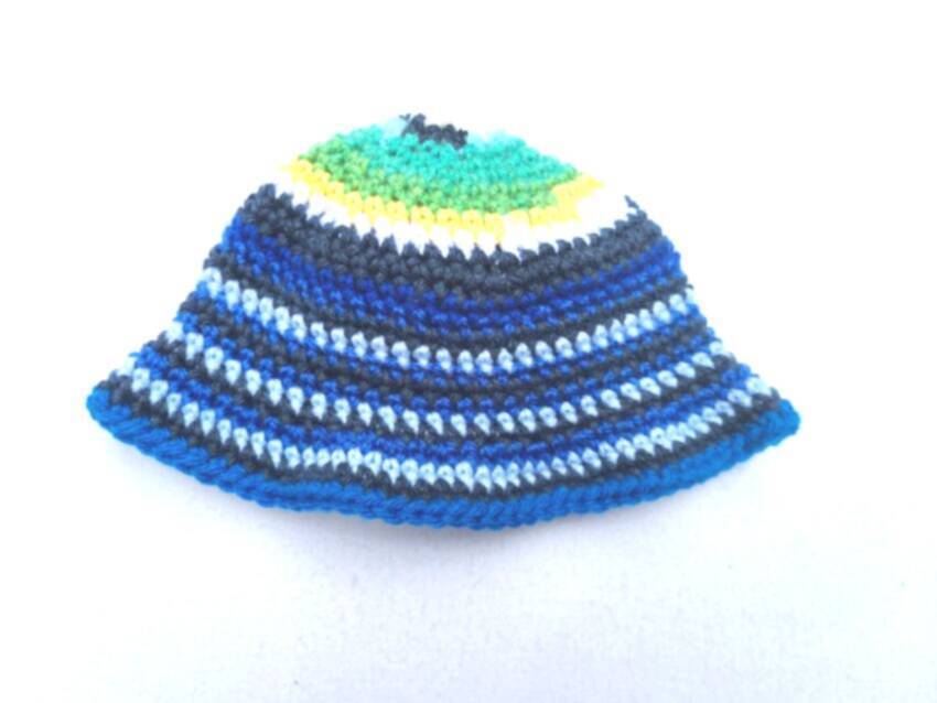 KSS Blue Crocheted Cotton/Acrylic Sunhat 13-15" (0-3 Months) HA-799 KSS-HA-799-EBK