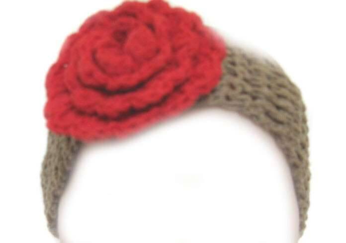 KSS Green Cotton Headband with Red Flower 15-17" KSS-HB-012-EB