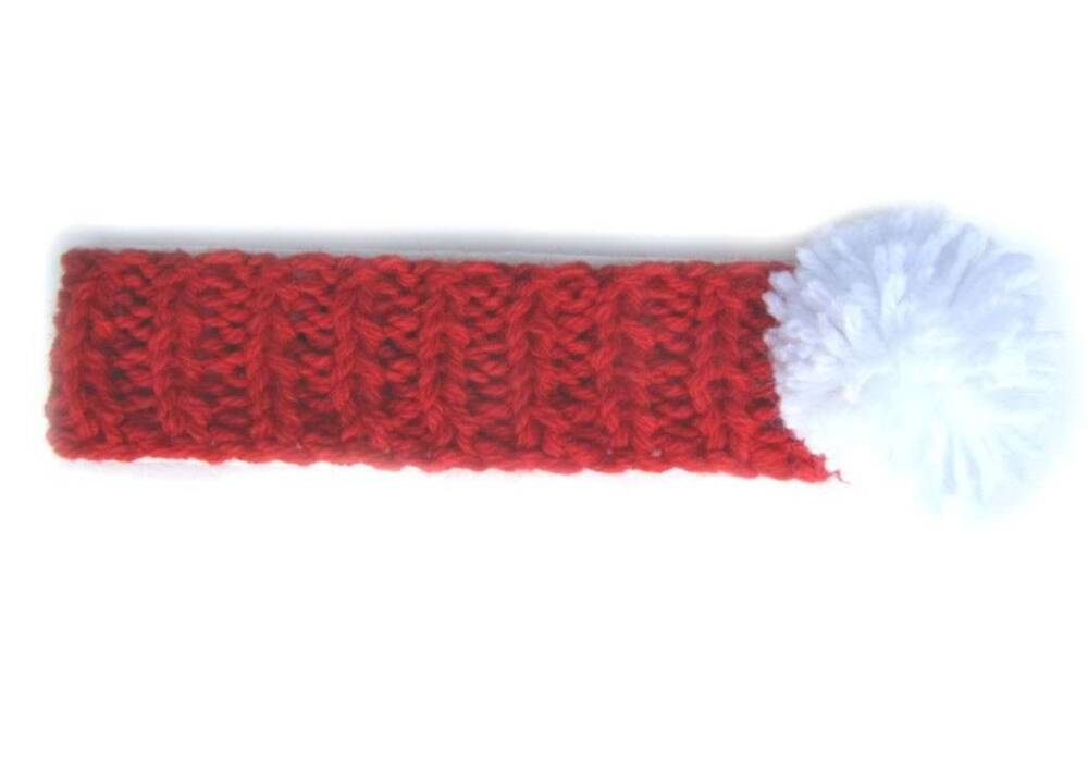 KSS Red Heavy Headband with a White Pom-pom (0 - 2 Years)