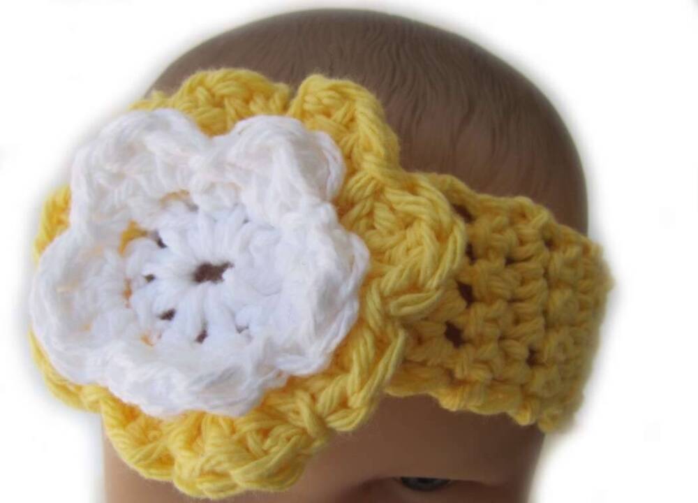 KSS Yellow Cotton Crocheted Headband 16-17" (1 - 2 Years) KSS-HB-108