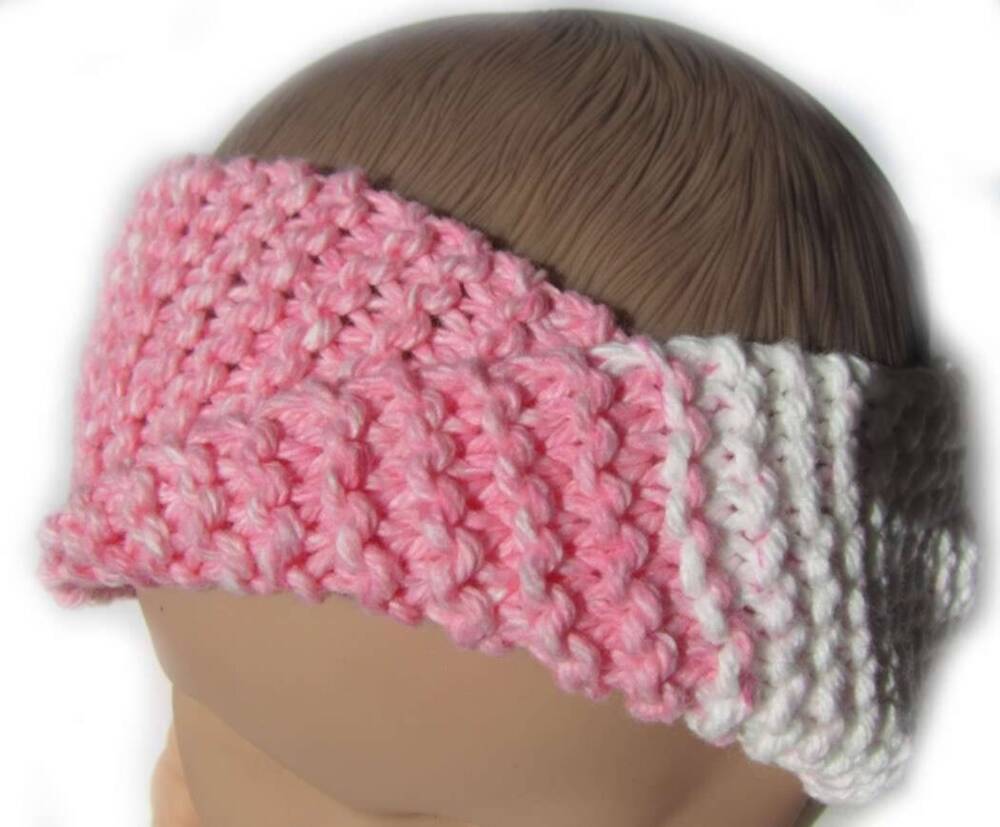 KSS Pink/White Knitted Cotton Infinity Headband 14-16" HB-156 KSS-HB-156-ET