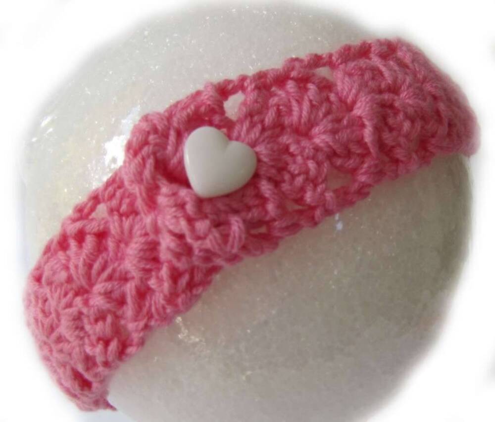 KSS Pink Crocheted Cotton Headband up to 17" 0 - 24 Months KSS-HB-166