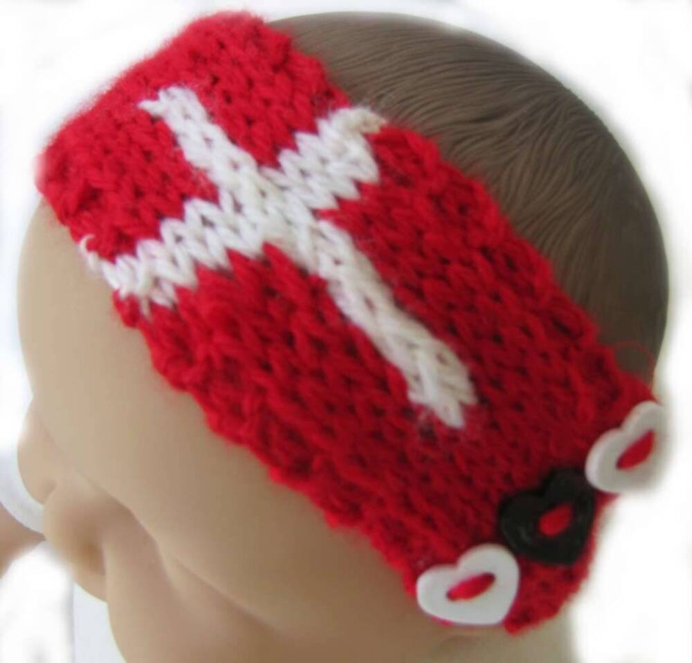 KSS Red Knitted Headband with Danish Flag 13-15" (0-9 Months) KSS-HB-184-EB