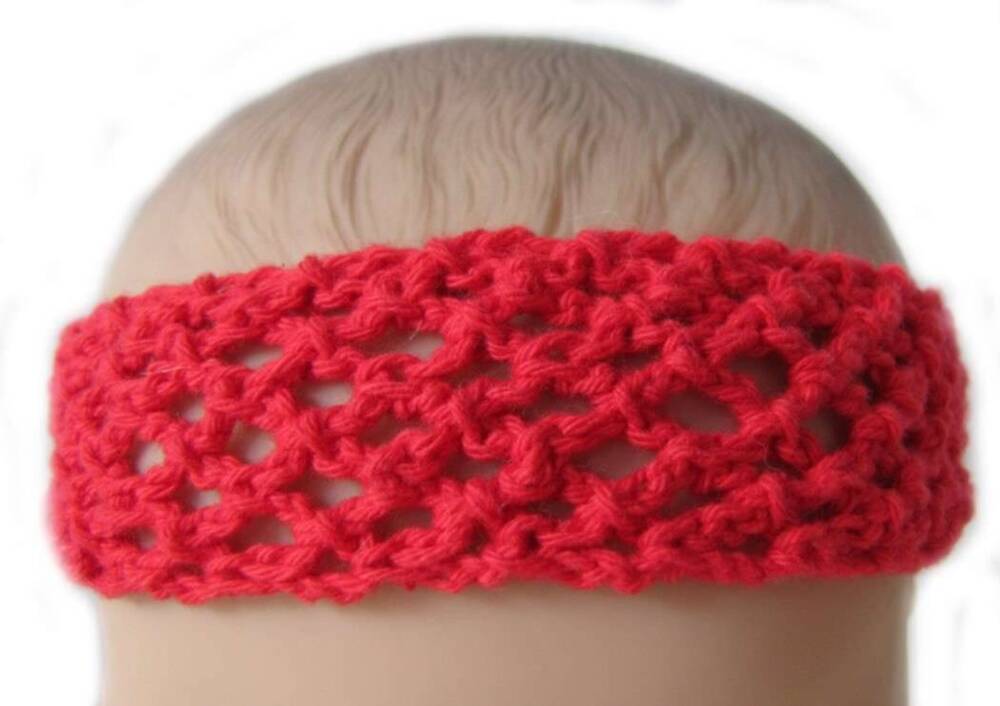 KSS Red Crocheted Net Cotton Headband 14-16" KSS-HB-212-DR-128