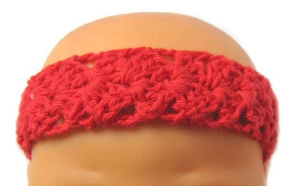 KSS Red Crocheted Cotton Headband 12-14" HB-214 KSS-HB-214-EBK