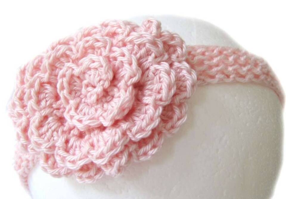 KSS Pink Crocheted Cotton Headband 0 - 24 Months HB-216 KSS-HB-216-EB