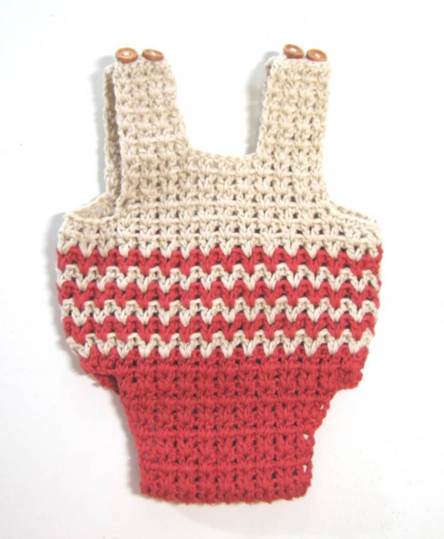 KSS Beige/Red Crochet Baby Romper (3 - 6 Months) PA-058 KSS-PA-058-EB