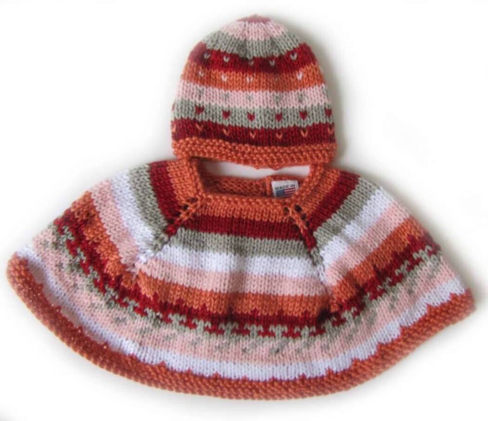 KSS Multicolored Baby Poncho and Hat (6 Months) KSS-PO-004-AZ