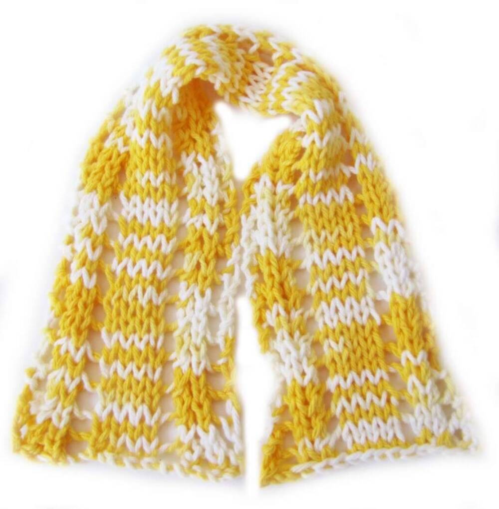 KSS Yellow/White Lacy Cotton Scarf 0 - 4 Years KSS-SC-016