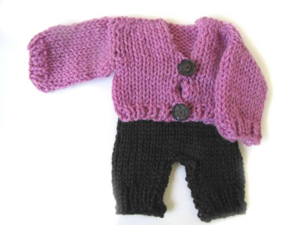 KSS Purple Cardigan for 18" (Newborn or Doll or Teddy) on BEAR - Click Image to Close
