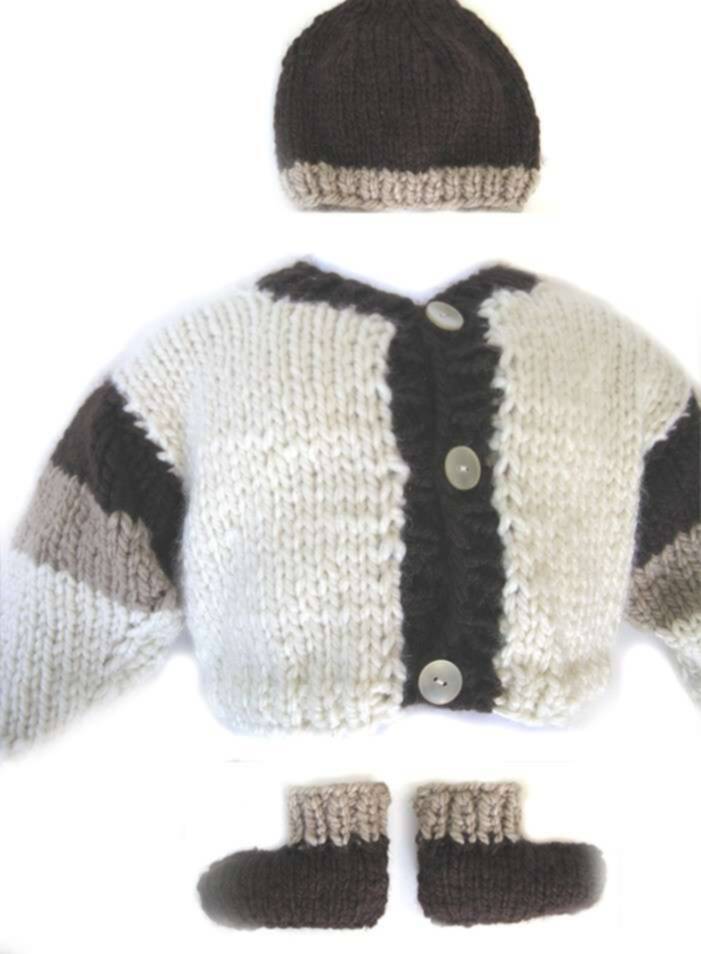 KSS Earth Off White/Brown Sweater/Jacket Set (12-18 Months) SW-087 KSS-SW-087-BO-001-EB