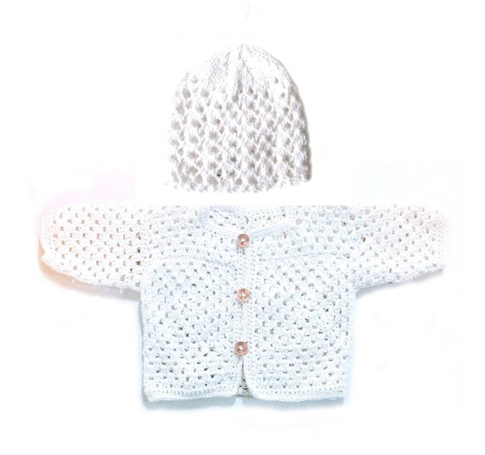KSS White Crocheted Cotton Sweater/Jacket (9 Months) SW-1021 KSS-SW-1021-HA-230-AZH