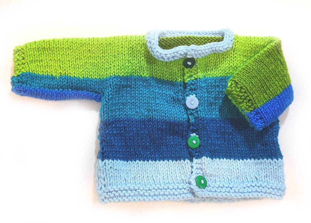 KSS Blue/Green Blocked Sweater/Cardigan (3 Months) SW-1024 KSS-SW-1024-EB