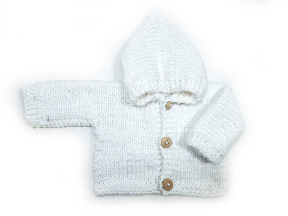 KSS White Hooded Sweater/Cardigan 3 Months SW-1042 KSS-SW-1042-EBK