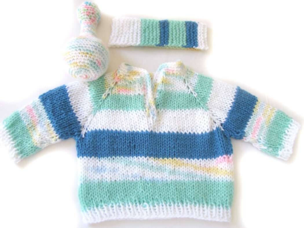 KSS Pastel Sweater with a Headband and Rattle (9 - 12 Months) KSS-SW-188-AZ