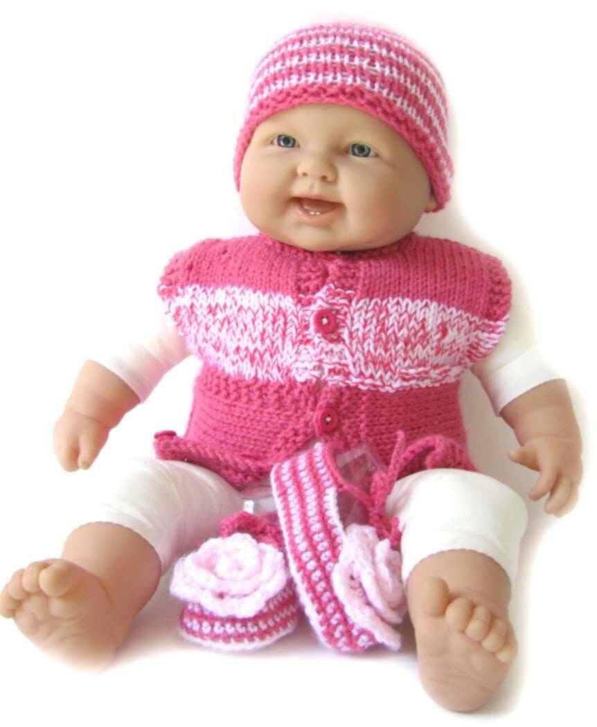 KSS Pink Sweater Vest, Hat & Booties (6-9 Months) KSS-SW-235-EB