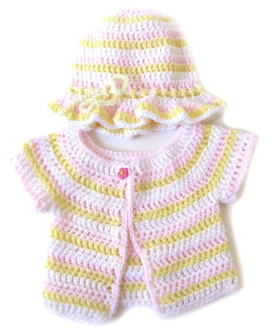KSS Light Pink/Yellow/White Sweater/Jacket and Cap set (6-12 Months) KSS-SW-241-EB