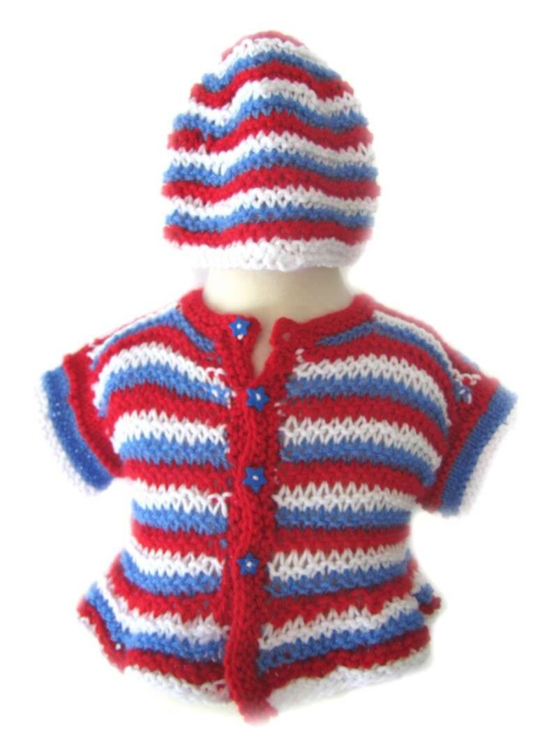 KSS Red, White and Blue Knitted Sweater/Jacket Set (12 Months) SW-252 KSS-SW-252-EBK